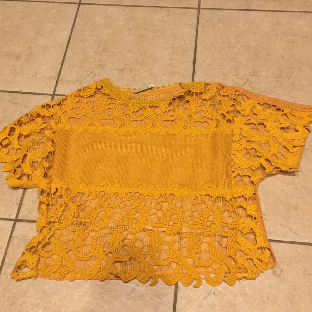 Zara Mustard Lace Top